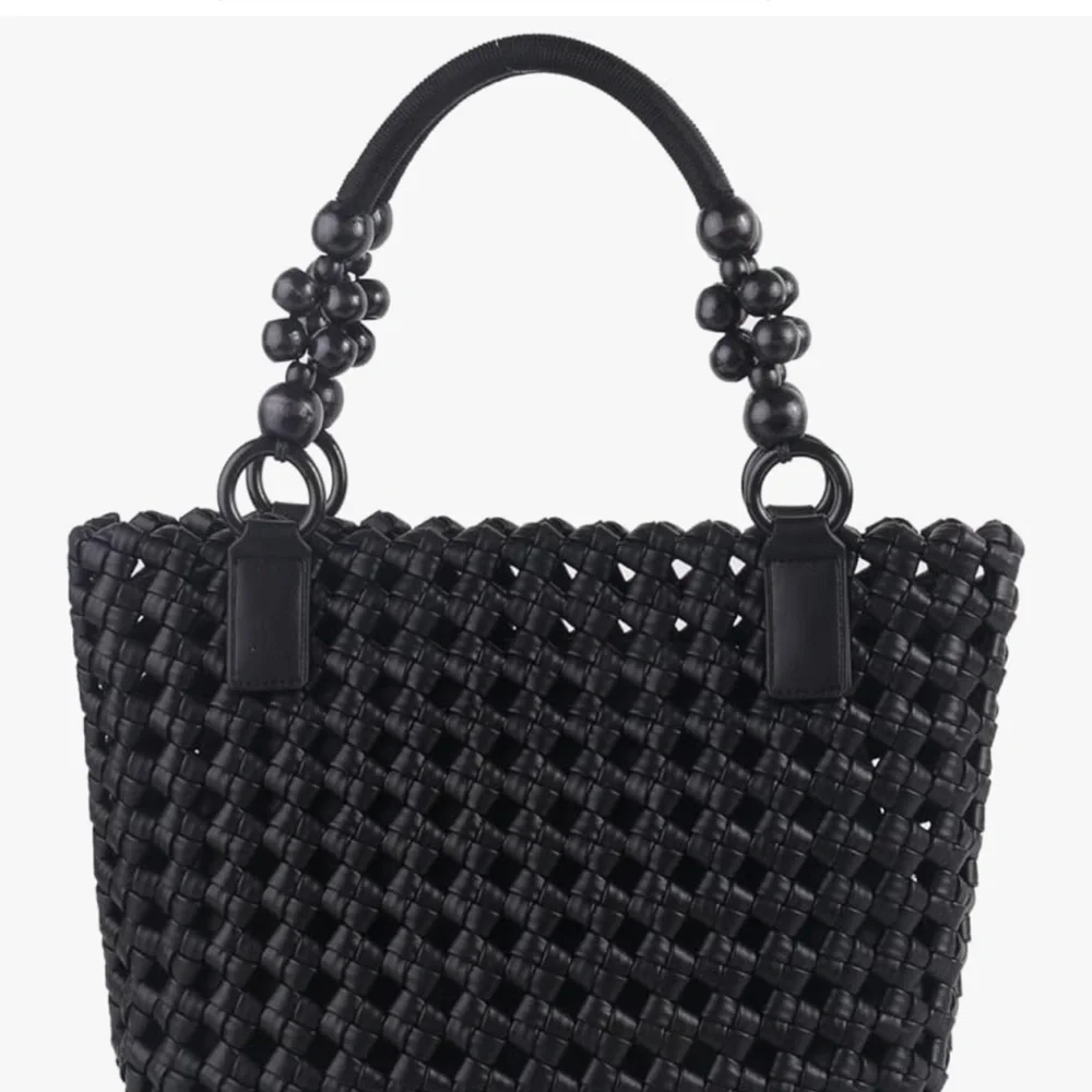Elegant Black Woven Tote Bag